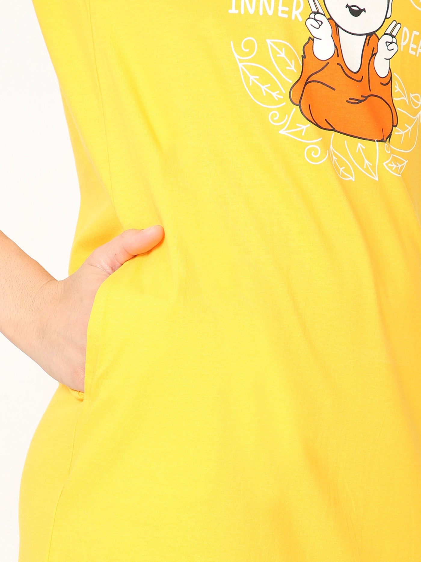 Hosiery Cotton Short Nighty Yellow