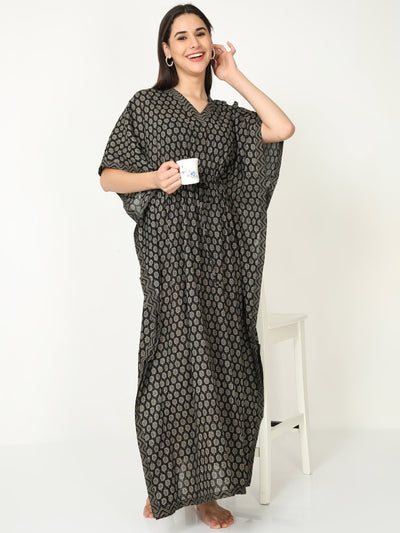 Black Cotton Kaftan 