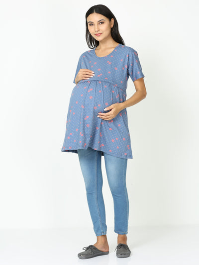 Hosiery Cotton Maternity Feeding Top Purple Orange