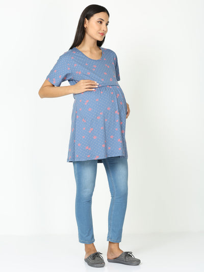Hosiery Cotton Maternity Feeding Top Purple Orange