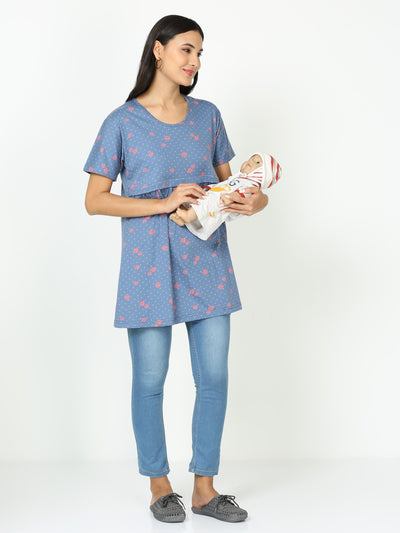 Hosiery Cotton Maternity Feeding Top Purple Orange
