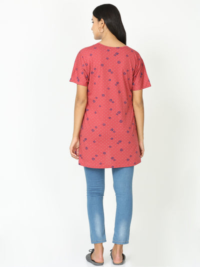 Hosiery Cotton Maternity Feeding Top Orange Blue