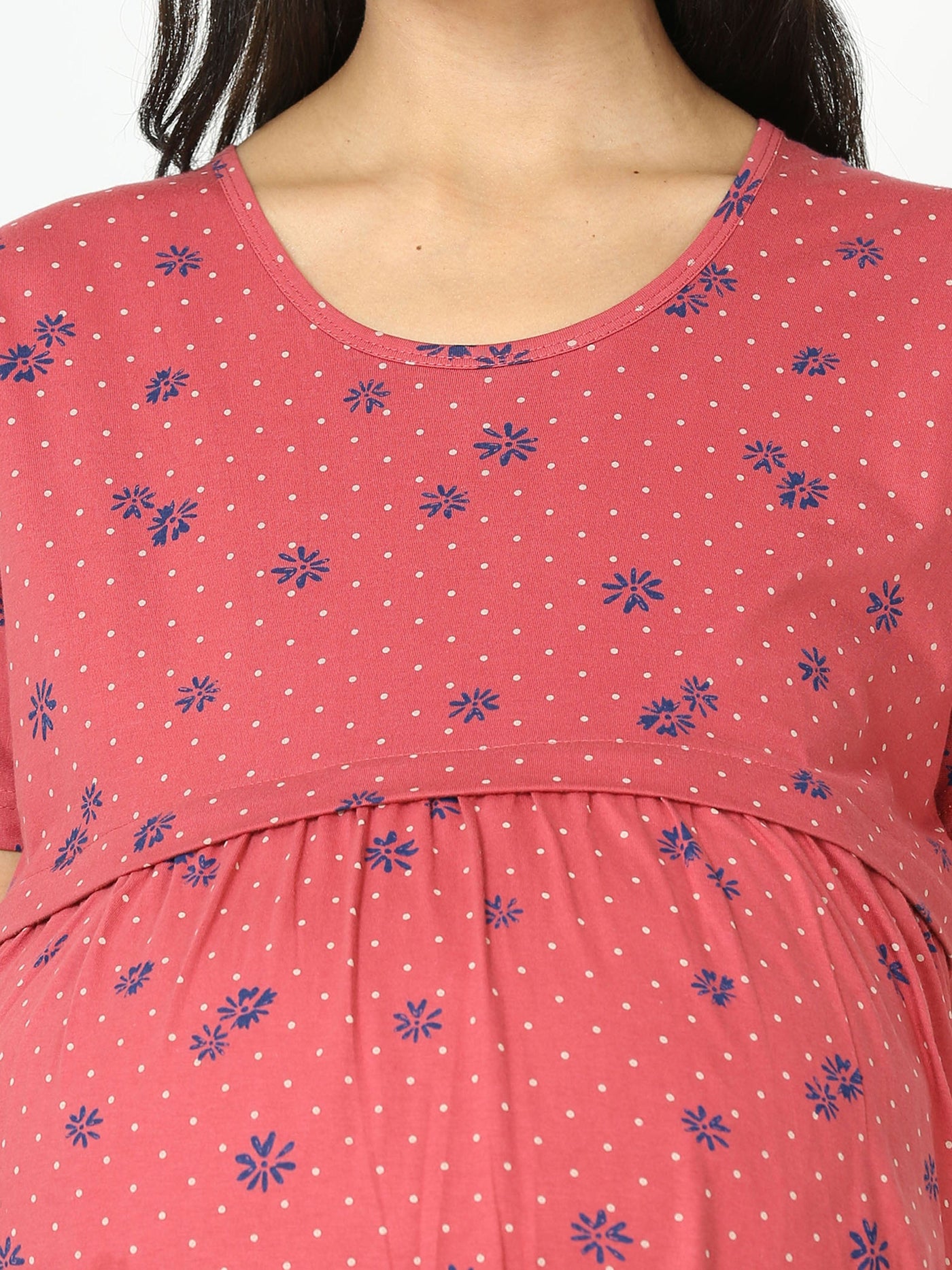 Hosiery Cotton Maternity Feeding Top Orange Blue