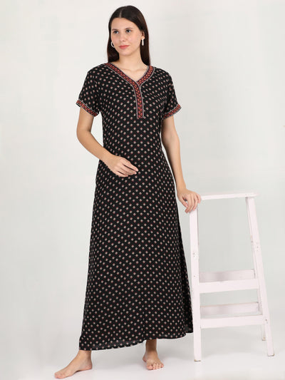 Ink Black Alpine Designer Nighty 