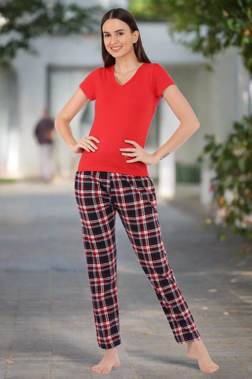 Hosiery Cotton Pyjama  Black and Red Pyjama Pants – 9shines label