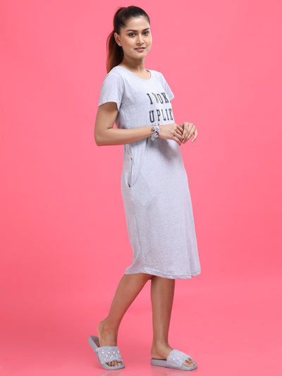 Hosiery Cotton Short Nighty Grey