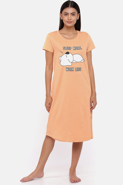 Hosiery Cotton Short Nighty Peach Sleepy Dog