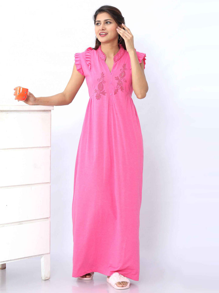  Cotton Blend Nighty  Pink Nighty For Ladies | Best Nighties For ladies- 9shines label 