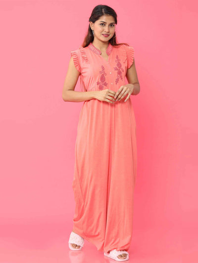 Light Peach Cotton Blend Designer Nighty