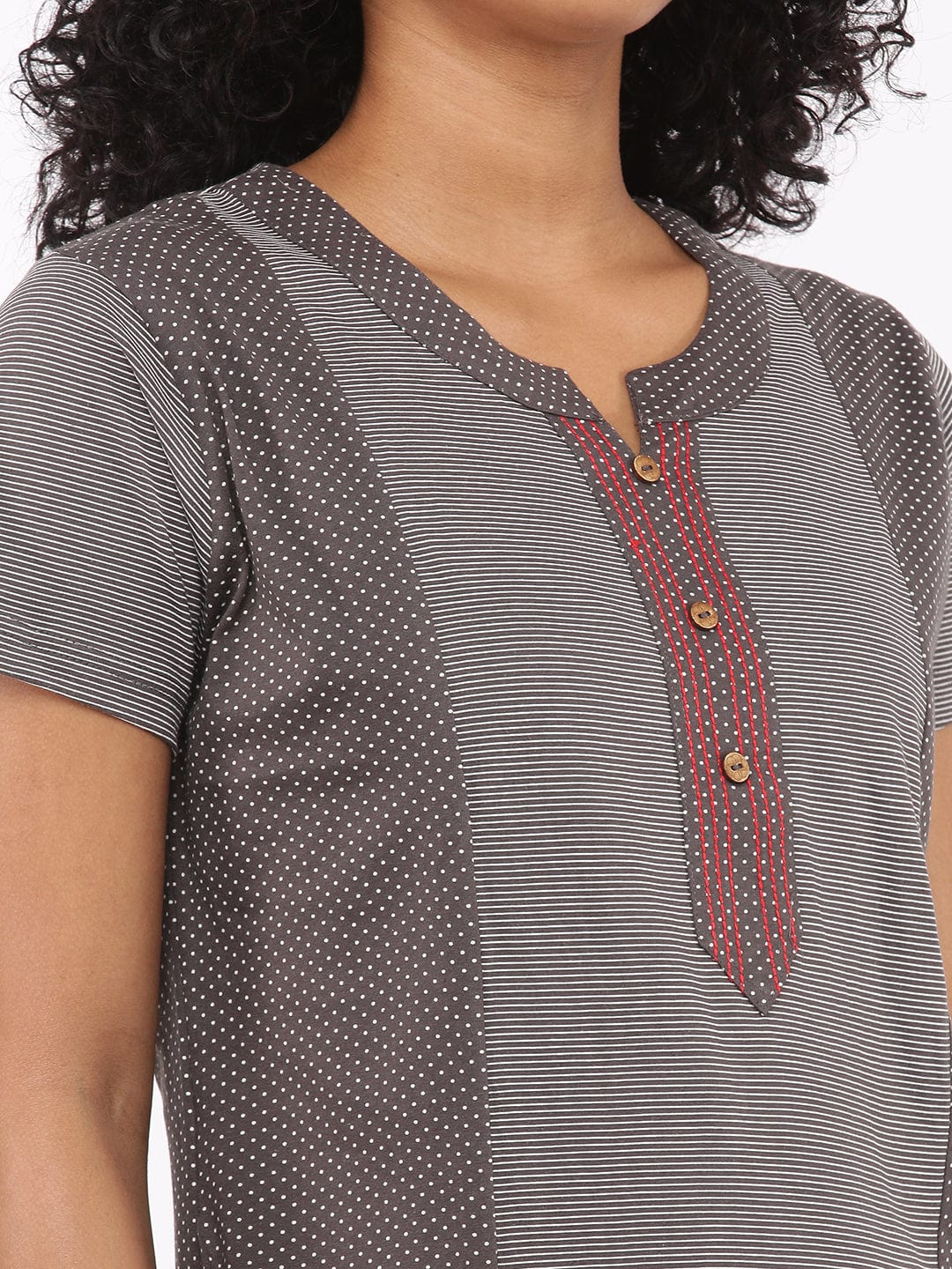  Charcoal Black Hosiery Cotton Designer Nighty |