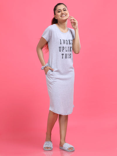 Hosiery Cotton Short Nighty Grey