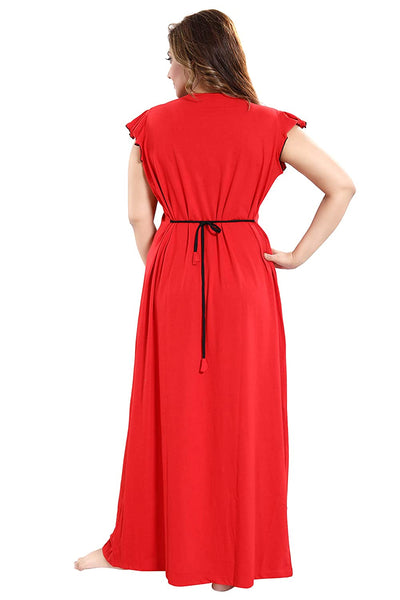 Orange Cotton Blend Designer Nighty 