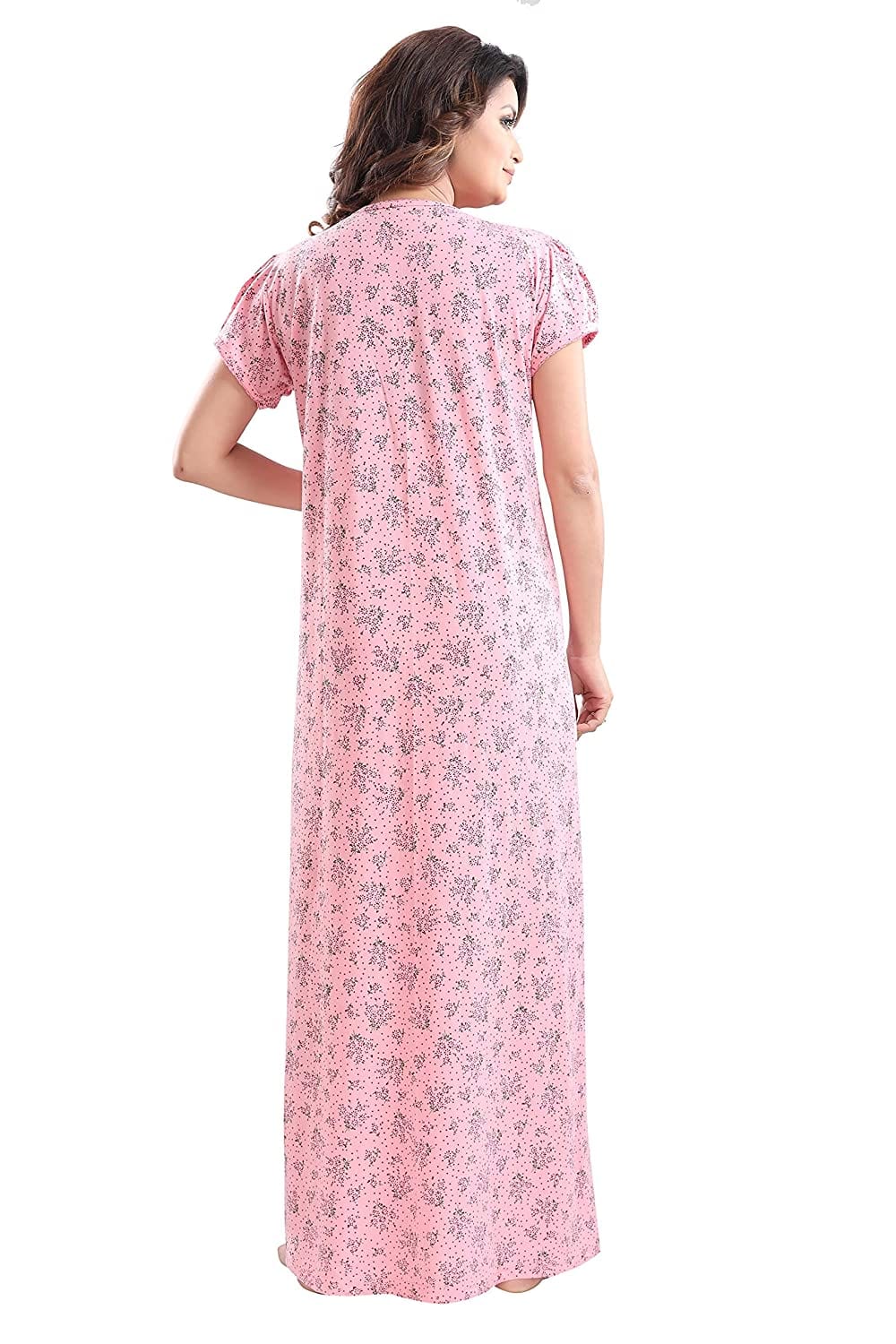 Peach Cotton Blend Designer Nighty 