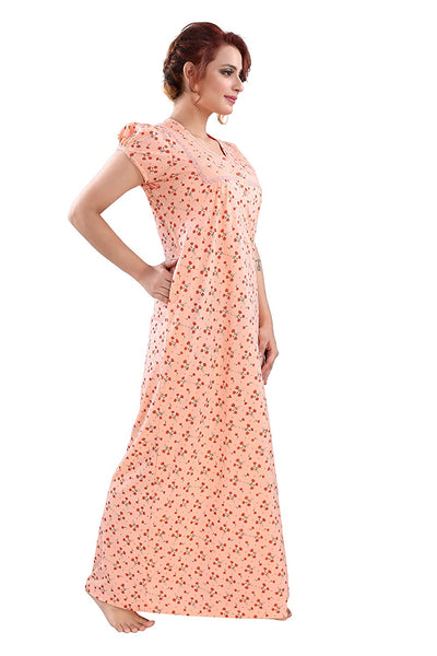 Peach Cotton Blend Designer Nighty 