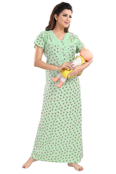 Green Cotton Maternity Nighty