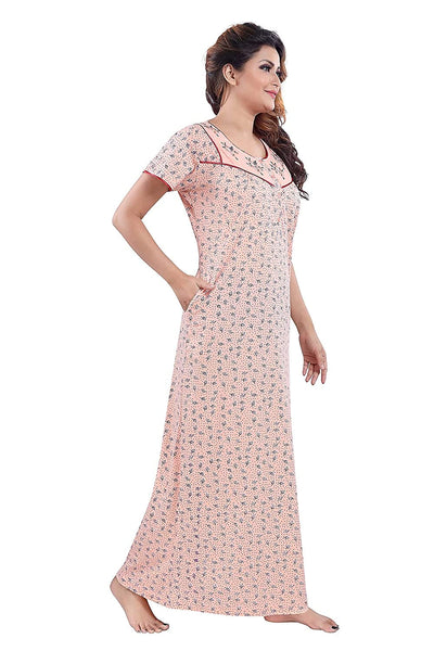 Orange Cotton Blend Designer Nighty 