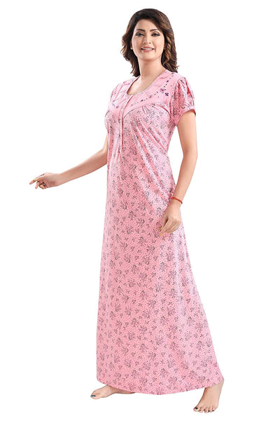 Peach Cotton Blend Designer Nighty 
