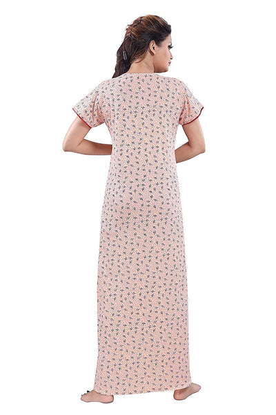 Orange Cotton Blend Designer Nighty 