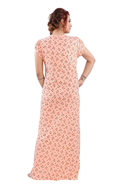 Peach Cotton Blend Designer Nighty 