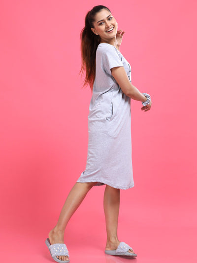 Hosiery Cotton Short Nighty Grey