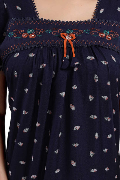 Navy Blue Alpine Designer Nighty 