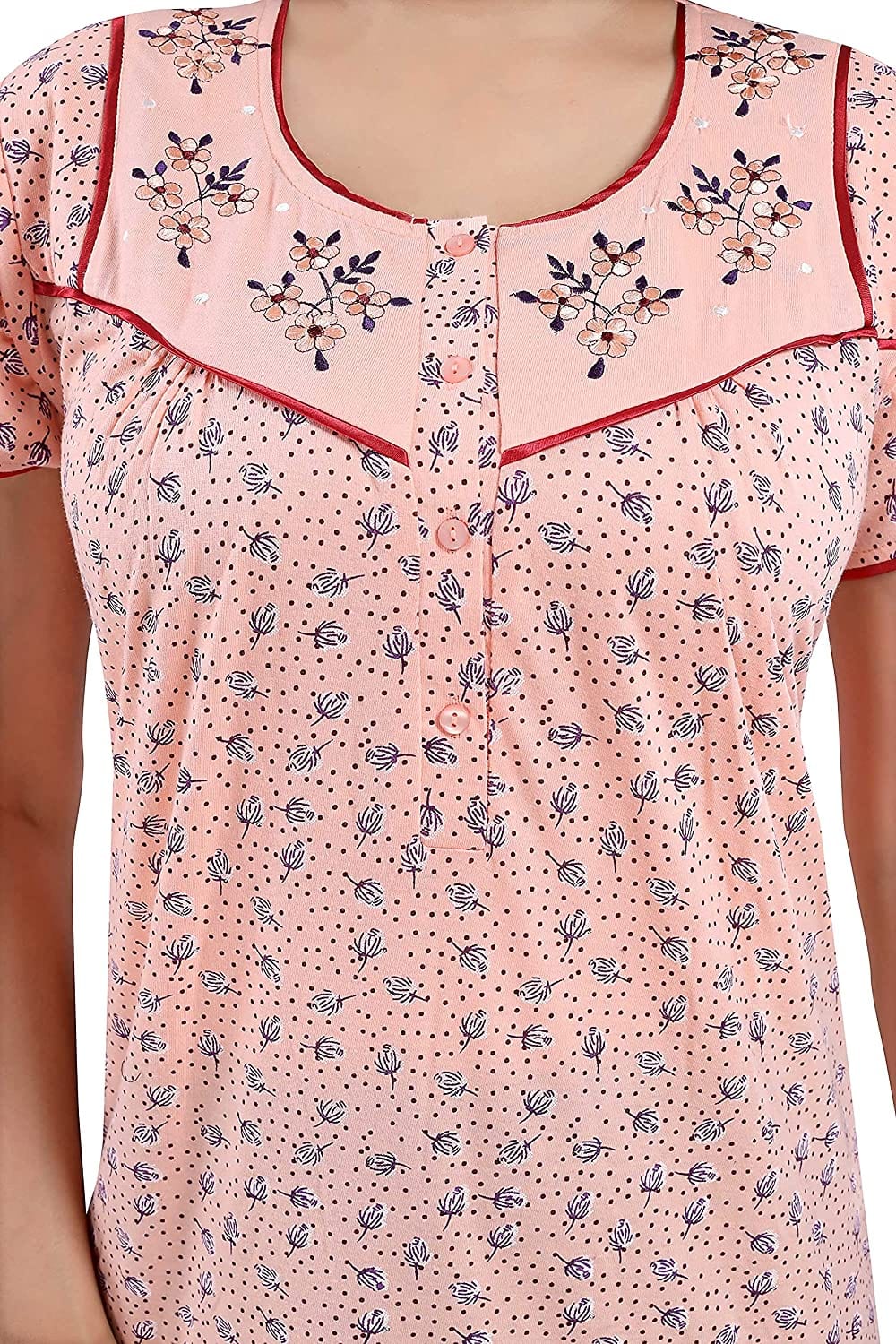 Orange Cotton Blend Designer Nighty 
