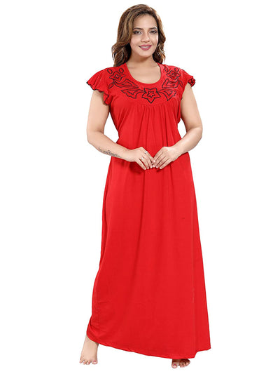 Orange Cotton Blend Designer Nighty 