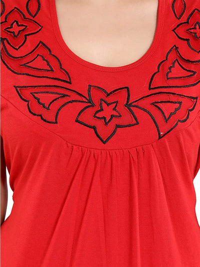 Orange Cotton Blend Designer Nighty 