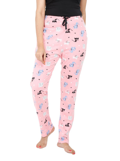 Hosiery Cotton Pyjama Pink Cat