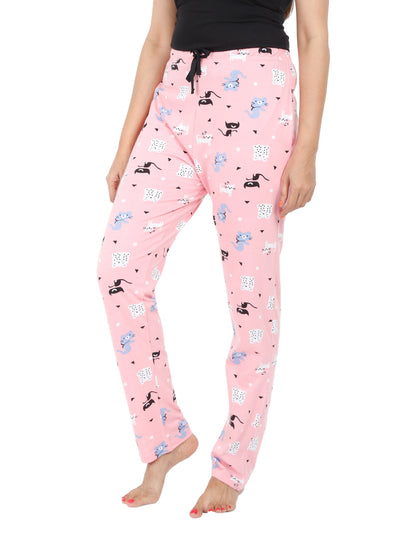 Hosiery Cotton Pyjama Pink Cat