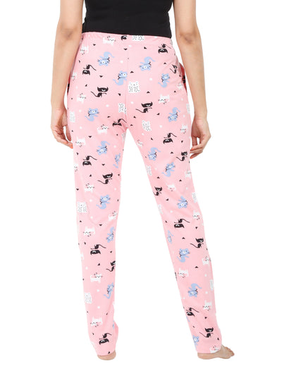 Hosiery Cotton Pyjama Pink Cat