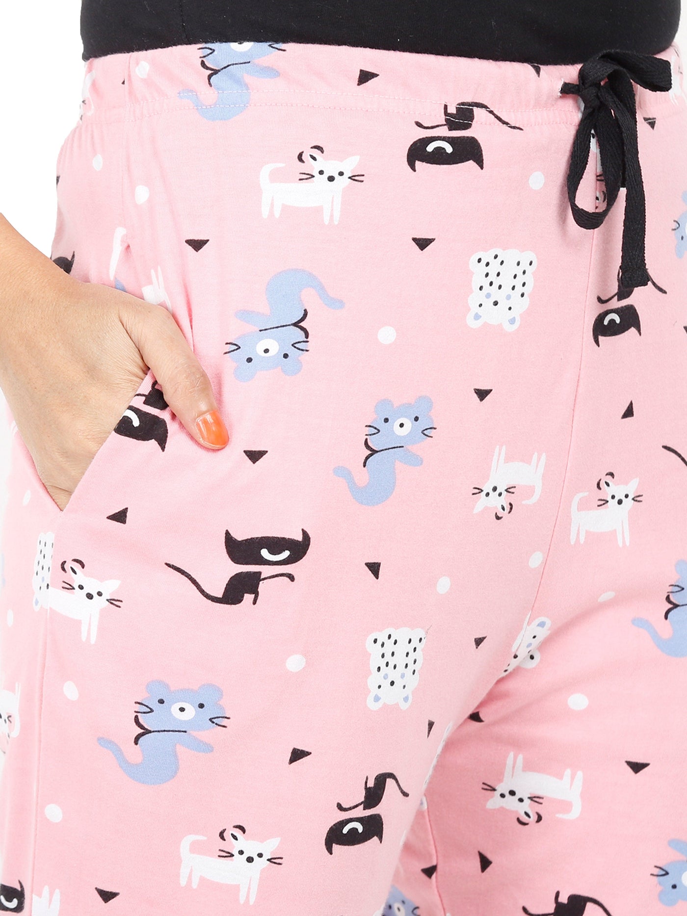 Hosiery Cotton Pyjama Pink Cat