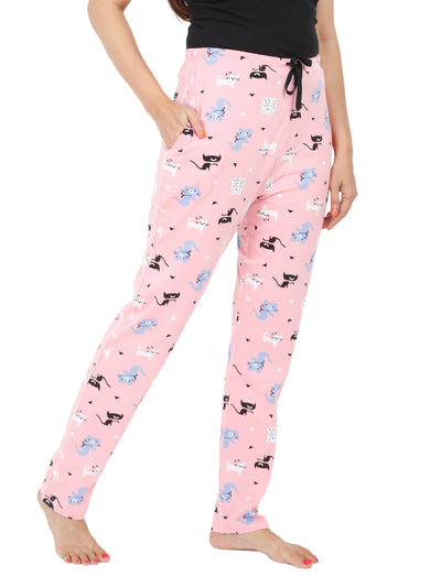 Hosiery Cotton Pyjama Pink Cat