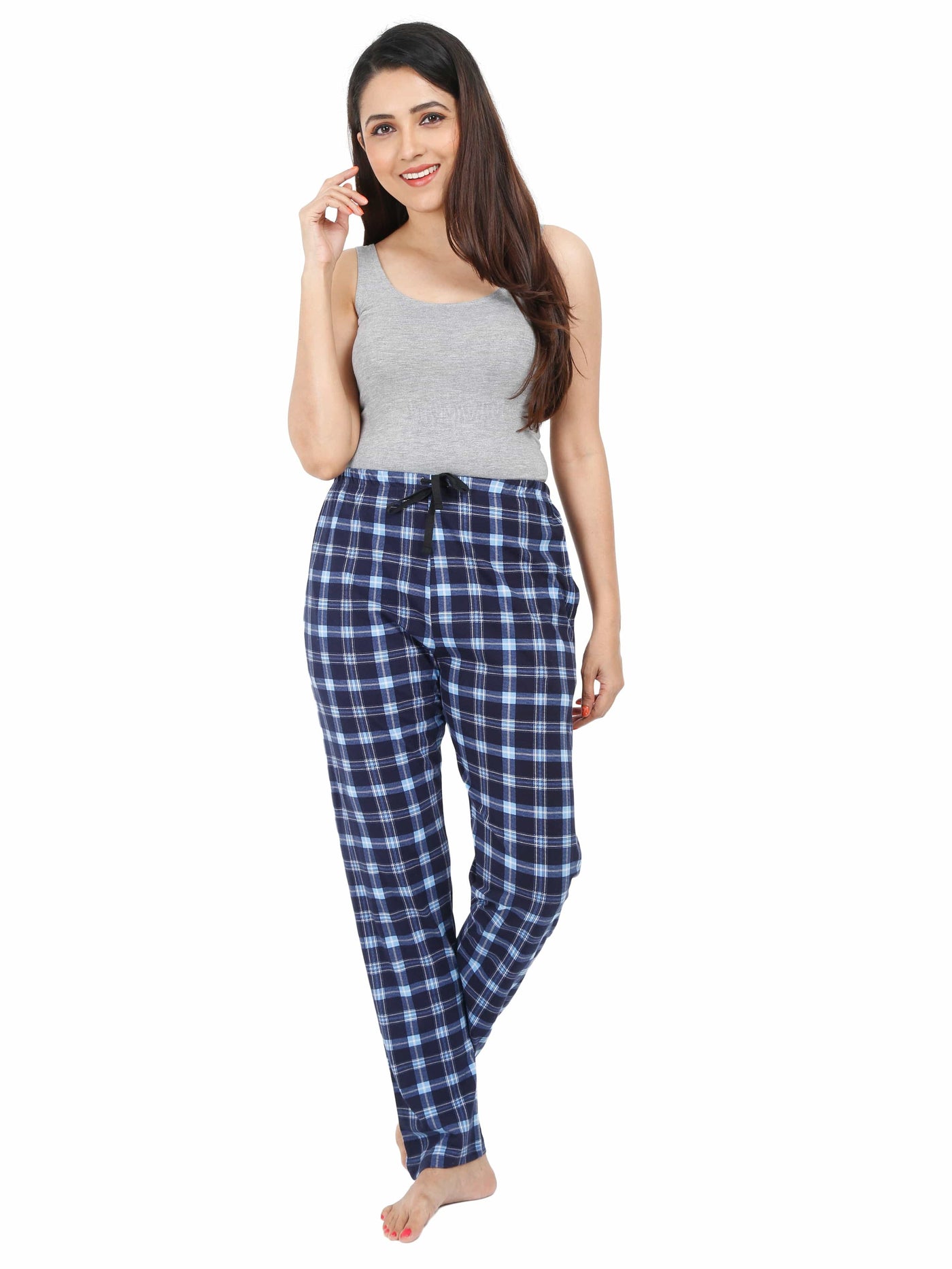 Hosiery Cotton Pyjama Blue Checks