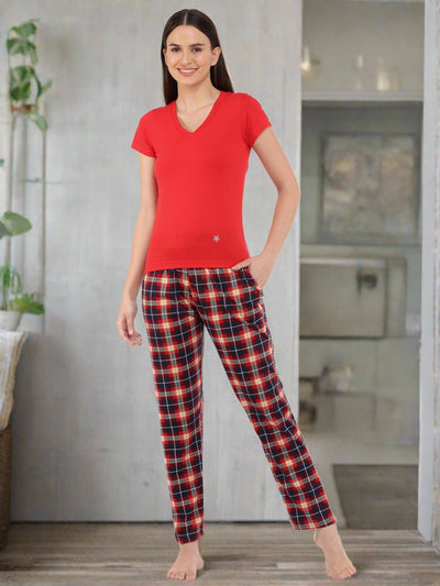 Hosiery Cotton Pyjama Red Yellow