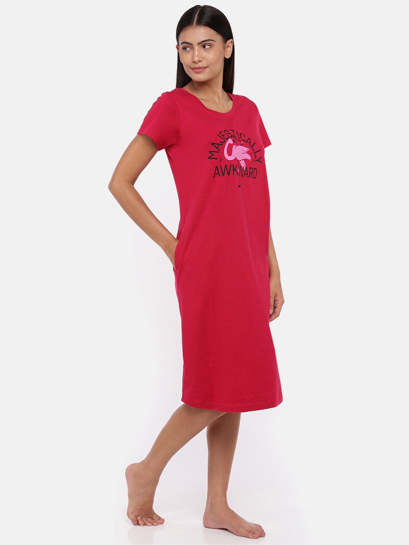 Hosiery Cotton Short Nighty Fuchsia