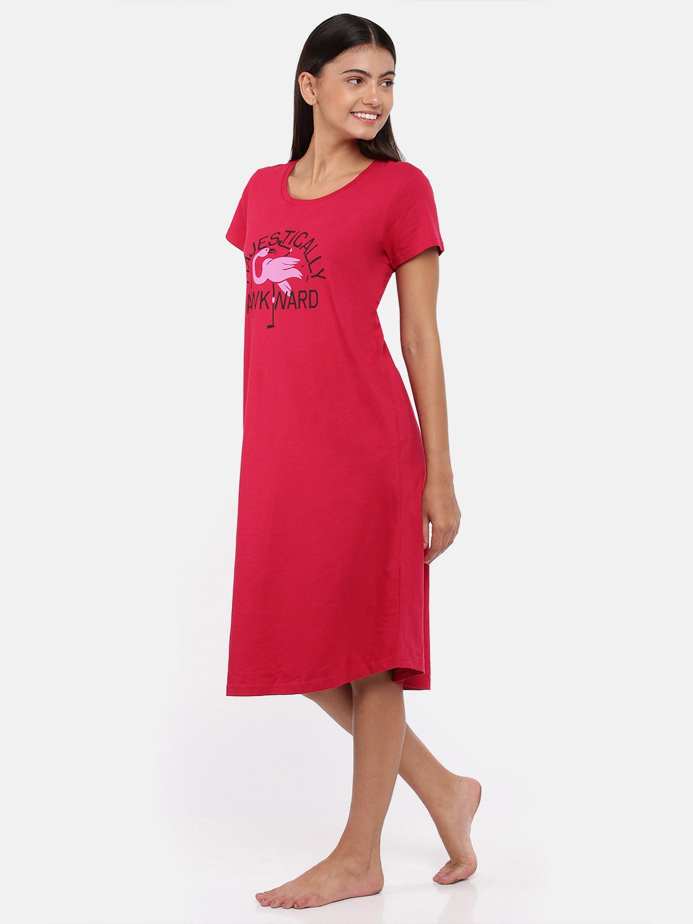 Hosiery Cotton Short Nighty Fuchsia