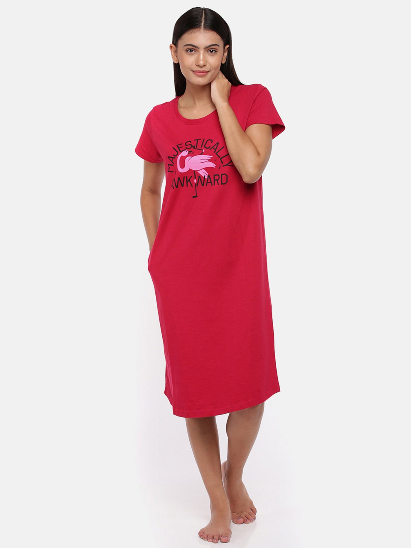 Hosiery Cotton Short Nighty Fuchsia