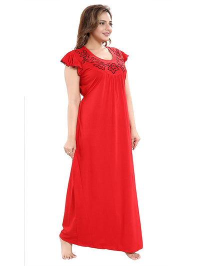 Orange Cotton Blend Designer Nighty 