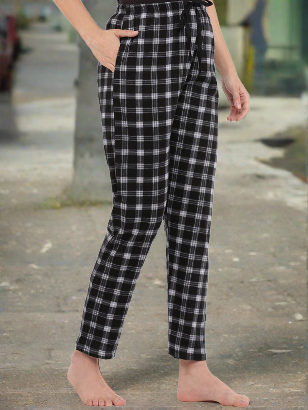  Pyjama  Hosiery Cotton Pyjama | Black and White Striped Pyjamas- 9shines label 