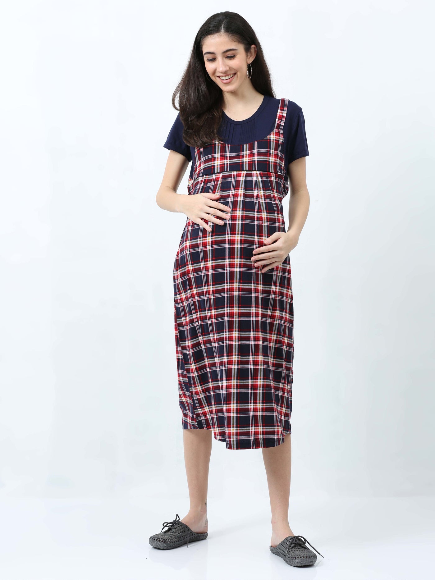 Hosiery Cotton Maternity Nighty Dark Red