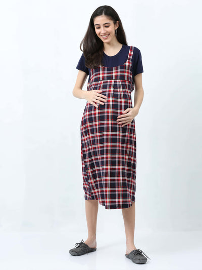 Hosiery Cotton Maternity Nighty Dark Red