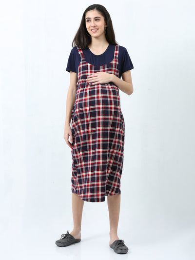 Hosiery Cotton Maternity Nighty Dark Red