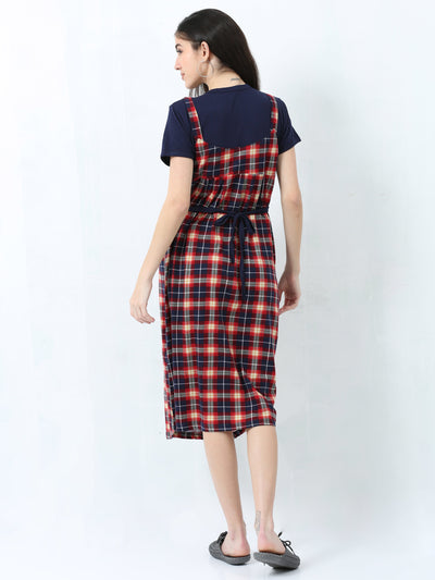 Hosiery Cotton Maternity Nighty Red & Yellow