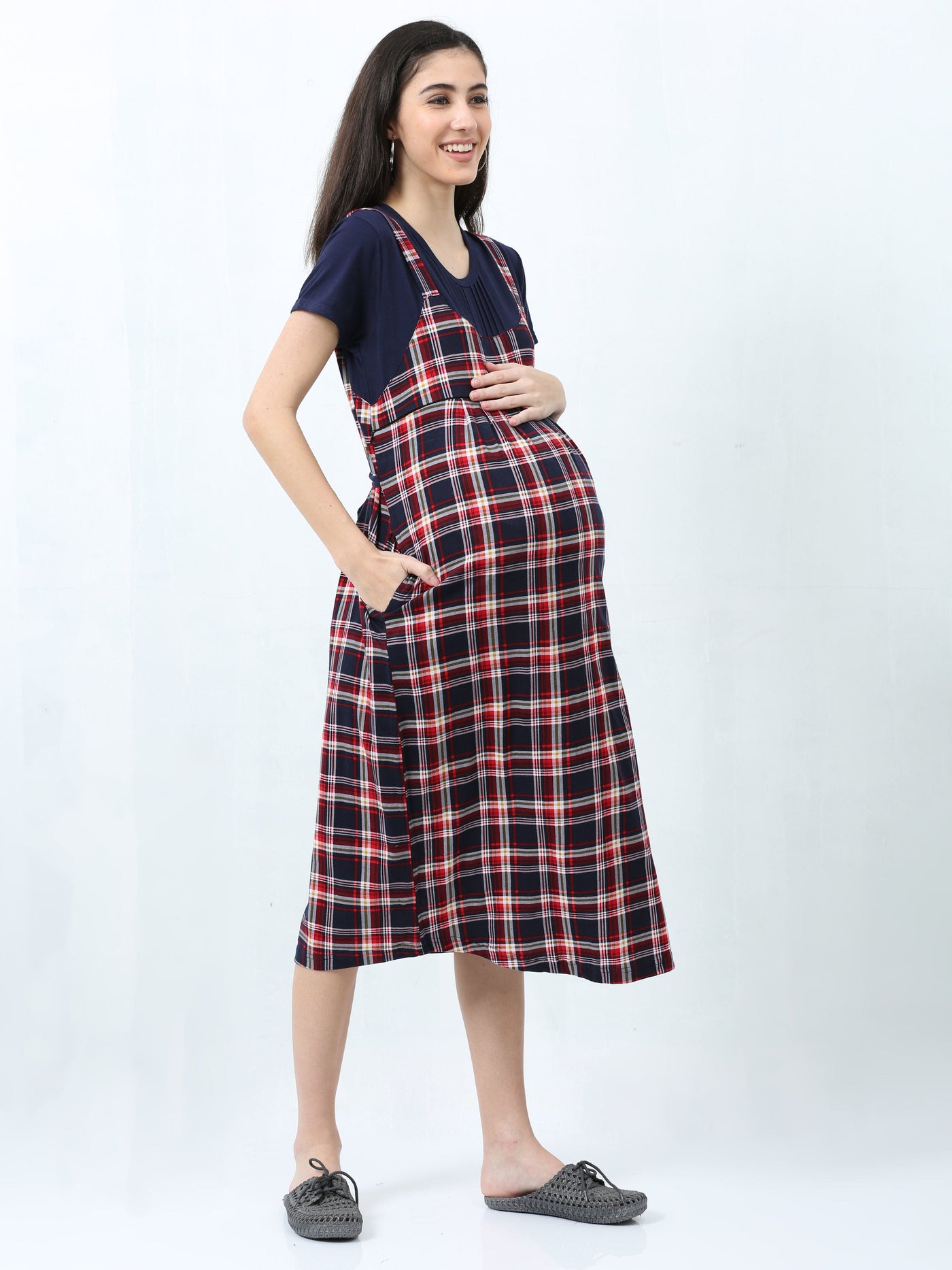 Hosiery Cotton Maternity Nighty Dark Red