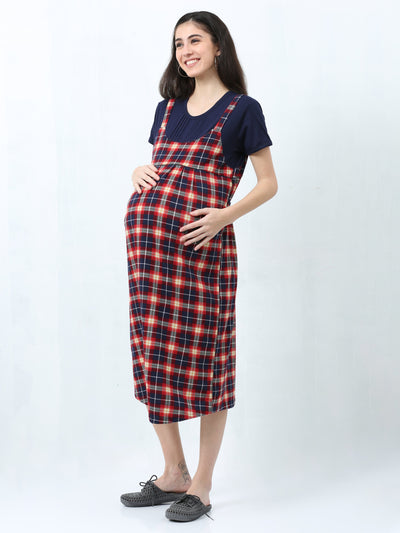Hosiery Cotton Maternity Nighty Red & Yellow