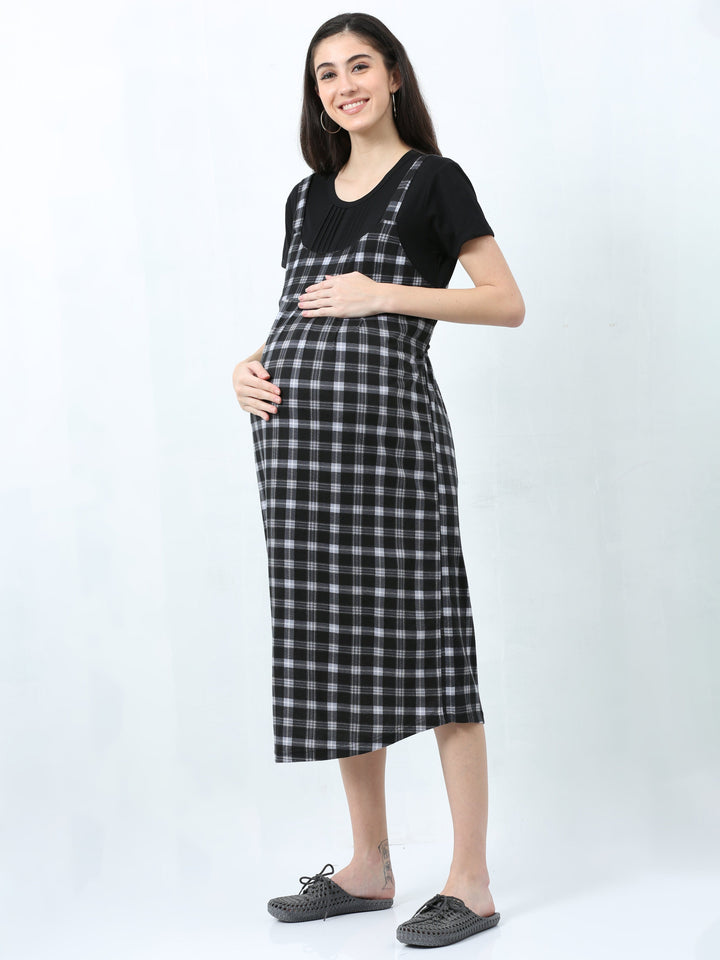  Maternity Short Nighty  Black & Grey Hosiery Cotton Maternity Nighty- 9shines label 